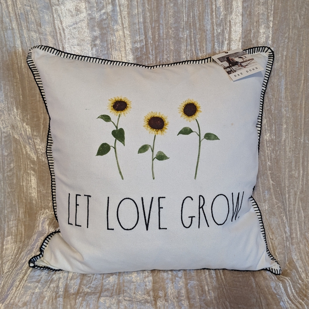 NWT Rae Dunn Let Love Grow Pillow